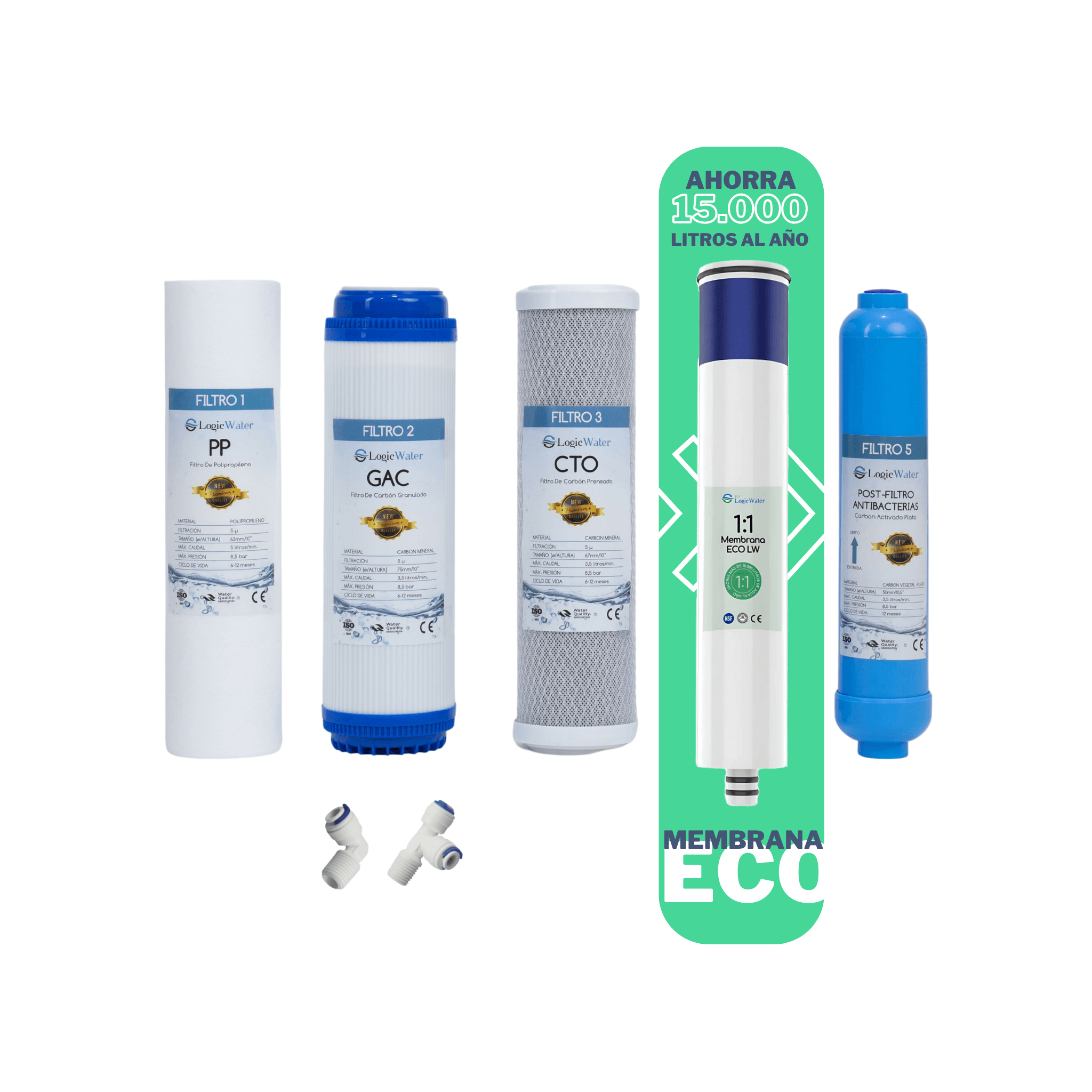 KIT ECOLÓGICO Filtros de Ósmosis | AHORRA -80% DE AGUA