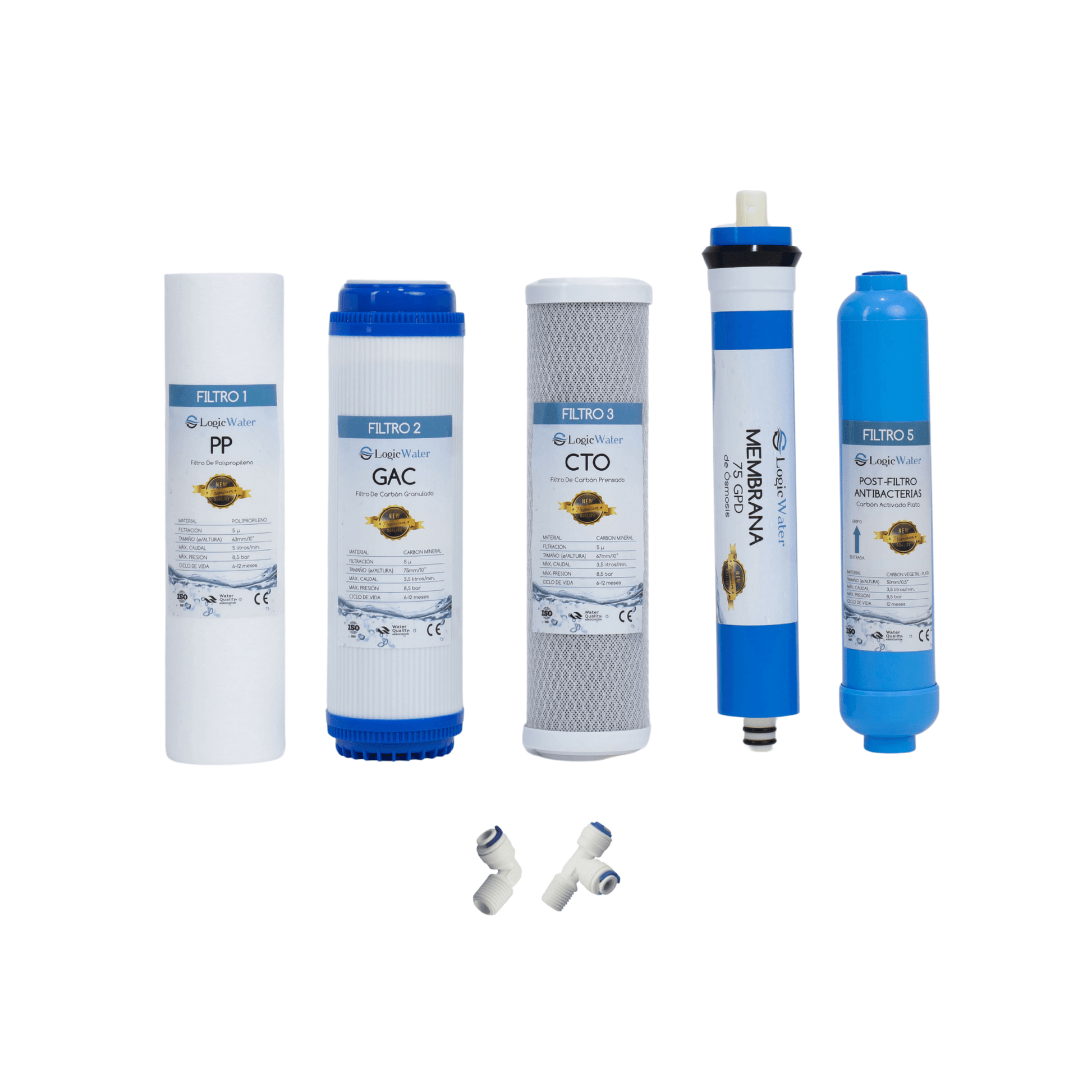 KIT 4 Filtros de Ósmosis + Membrana 75GPD
