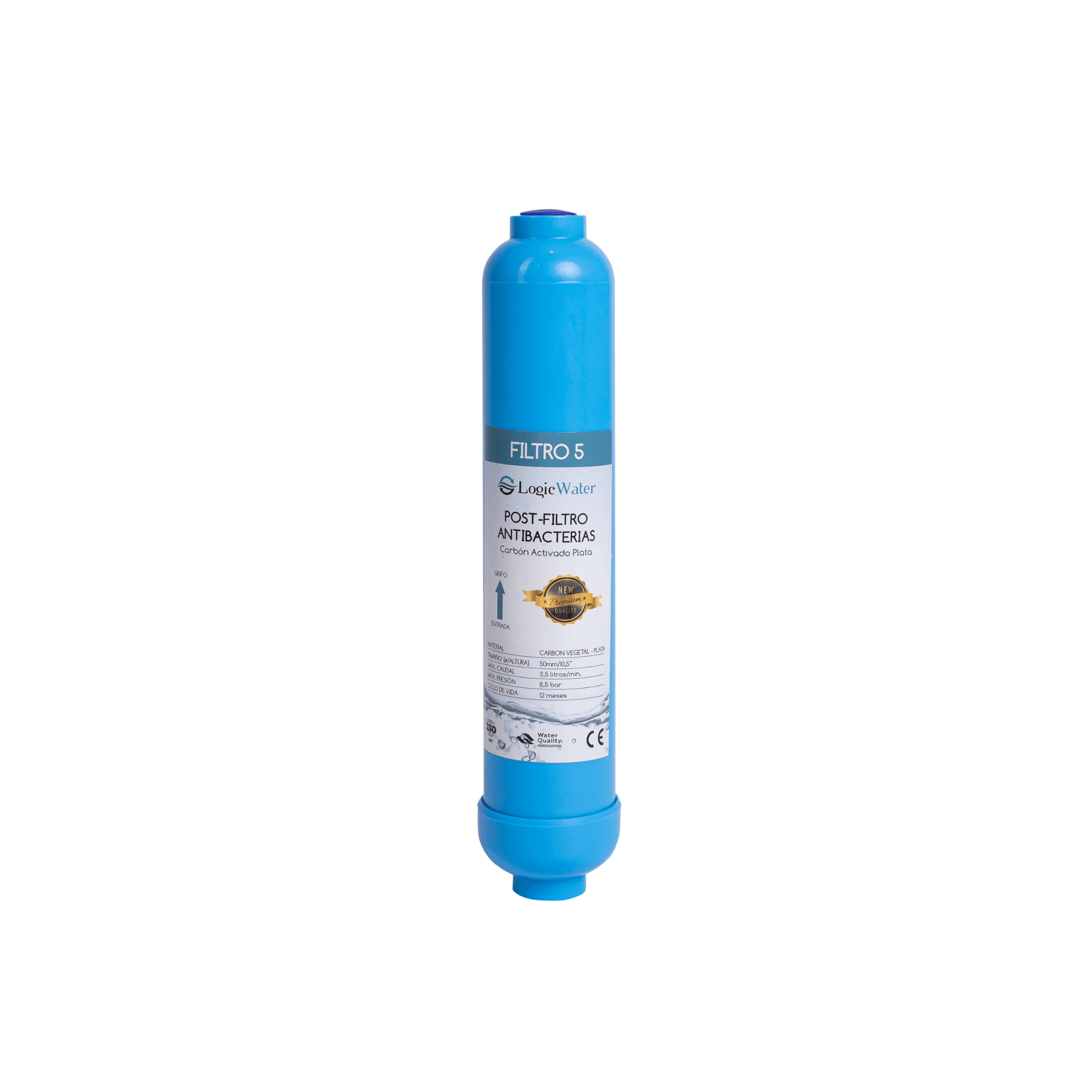 filtro antibacteria calidad logicwater carbon plata . mejor sabor y olor. elimina contaminantes e impurezas para beber agua filtrada de calidad
