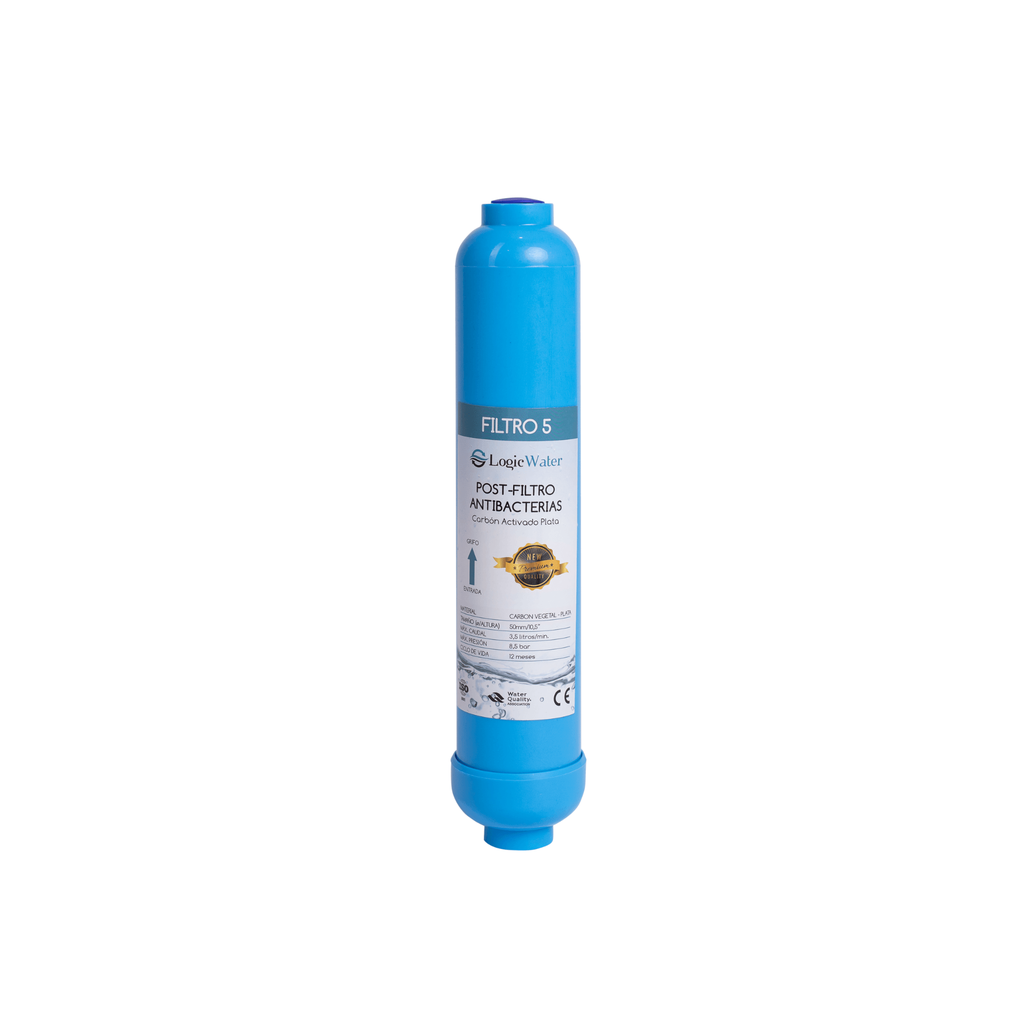 filtro antibacteria calidad logicwater carbon plata . mejor sabor y olor. elimina contaminantes e impurezas para beber agua filtrada de calidad