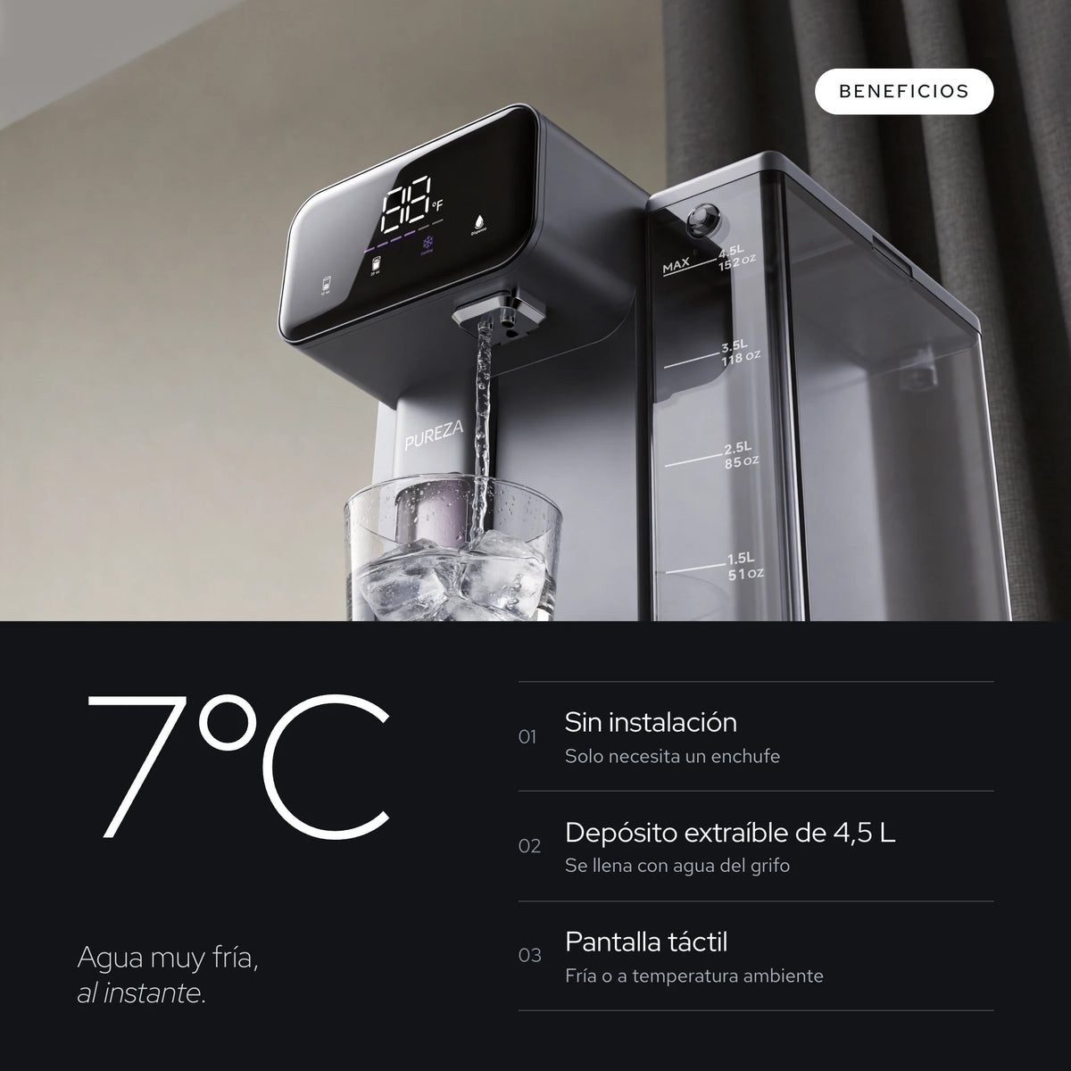 Dispensador de Agua Fría con Filtro | Pureza
