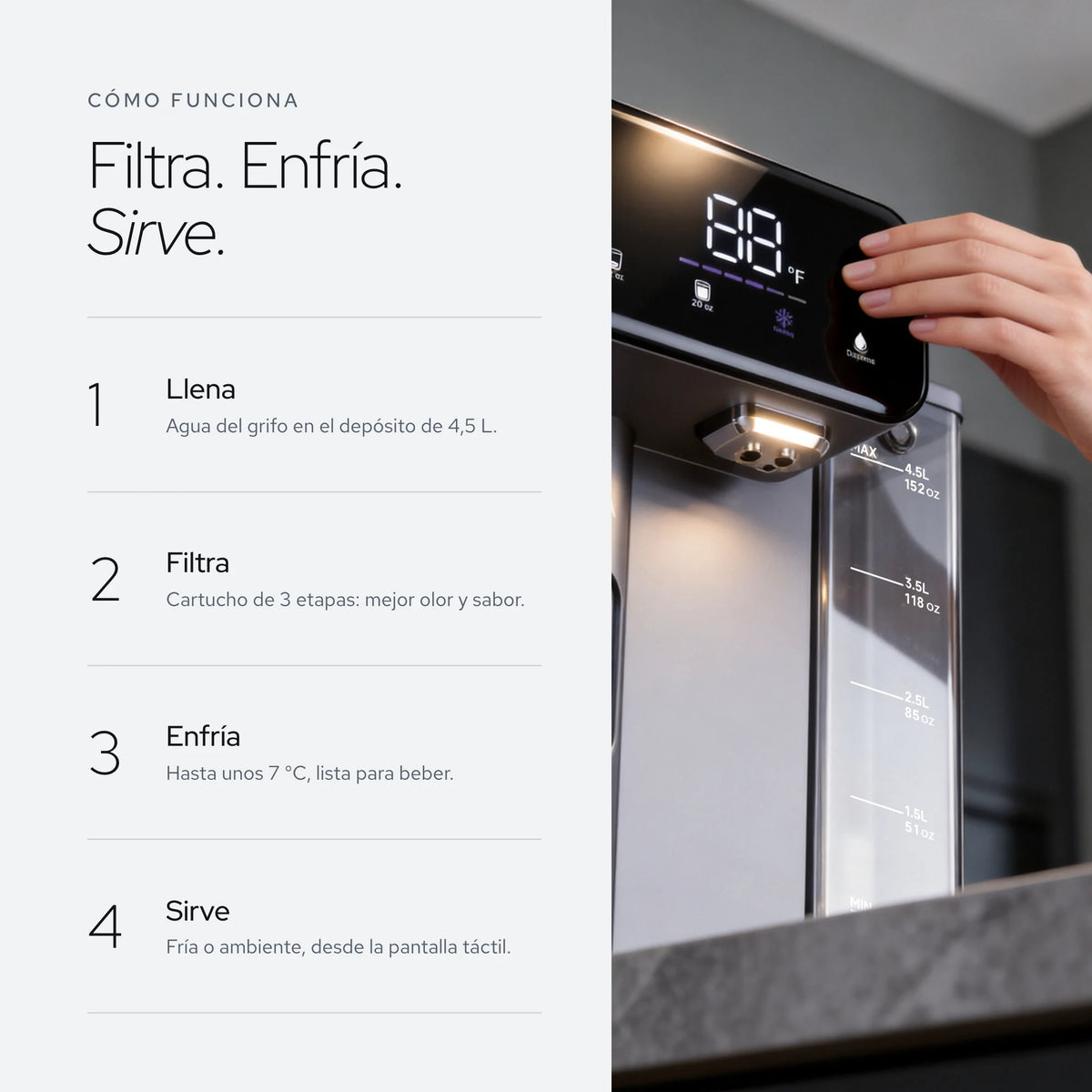 Dispensador de Agua Fría con Filtro | Pureza